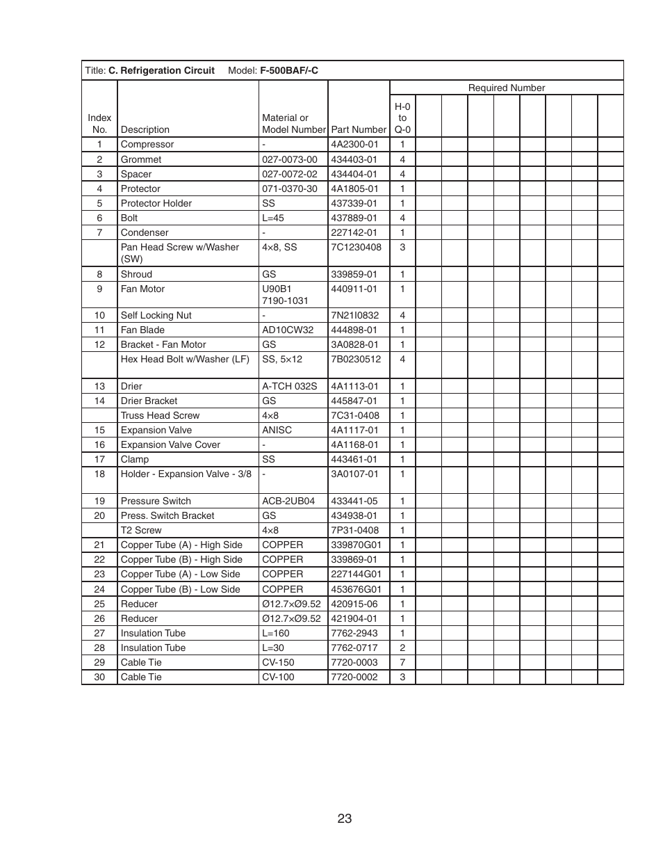 C. refrigeration circuit f-500baf/-c | Hoshizaki F-500BAF/-C User Manual | Page 23 / 38