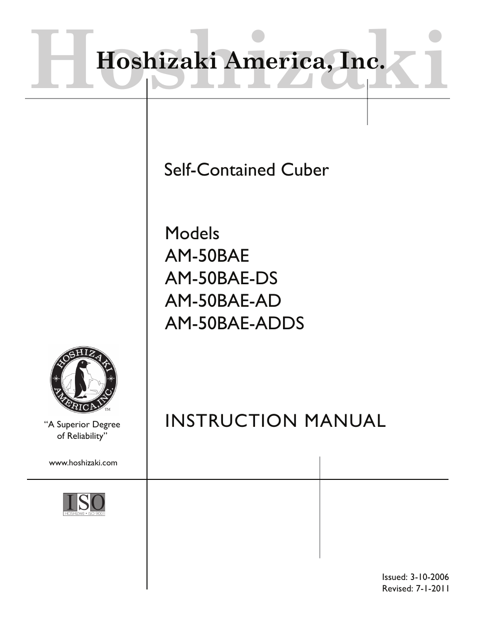 Hoshizaki AM-50BAE-AD User Manual | 34 pages