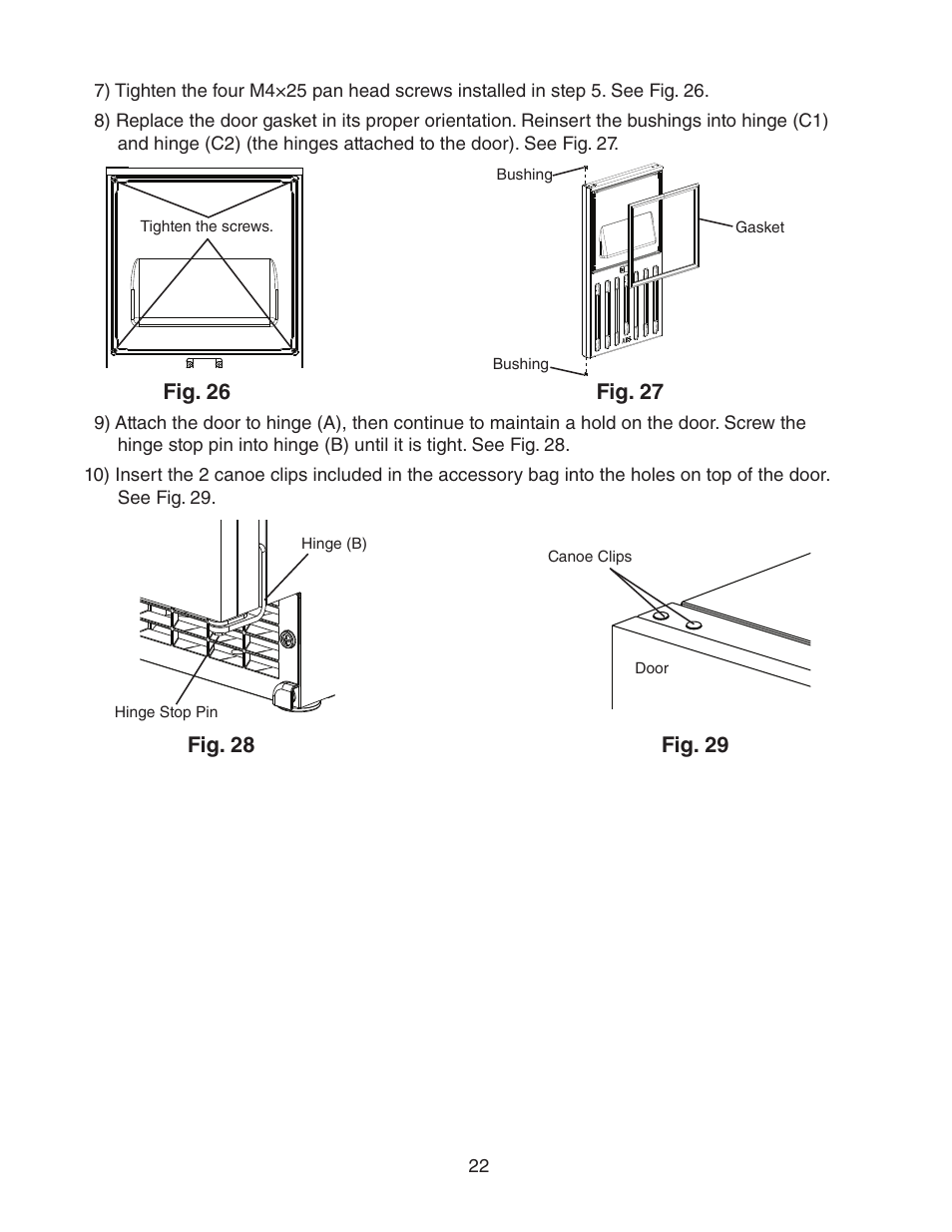 Fig. 26, Fig. 27, Fig. 28 fig. 29 | Hoshizaki AM-50BAE-AD User Manual | Page 22 / 34