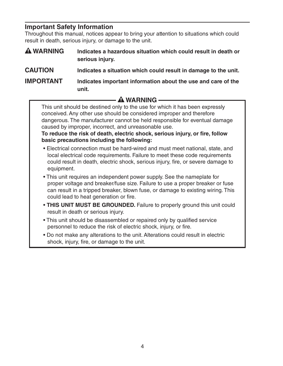Important safety information | Hoshizaki F-450MAH(-C)  EN User Manual | Page 4 / 22