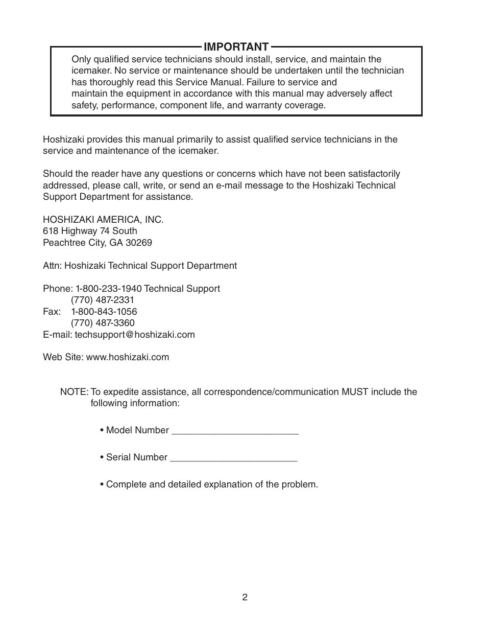 Hoshizaki KM-2500SWH3 User Manual | Page 2 / 61