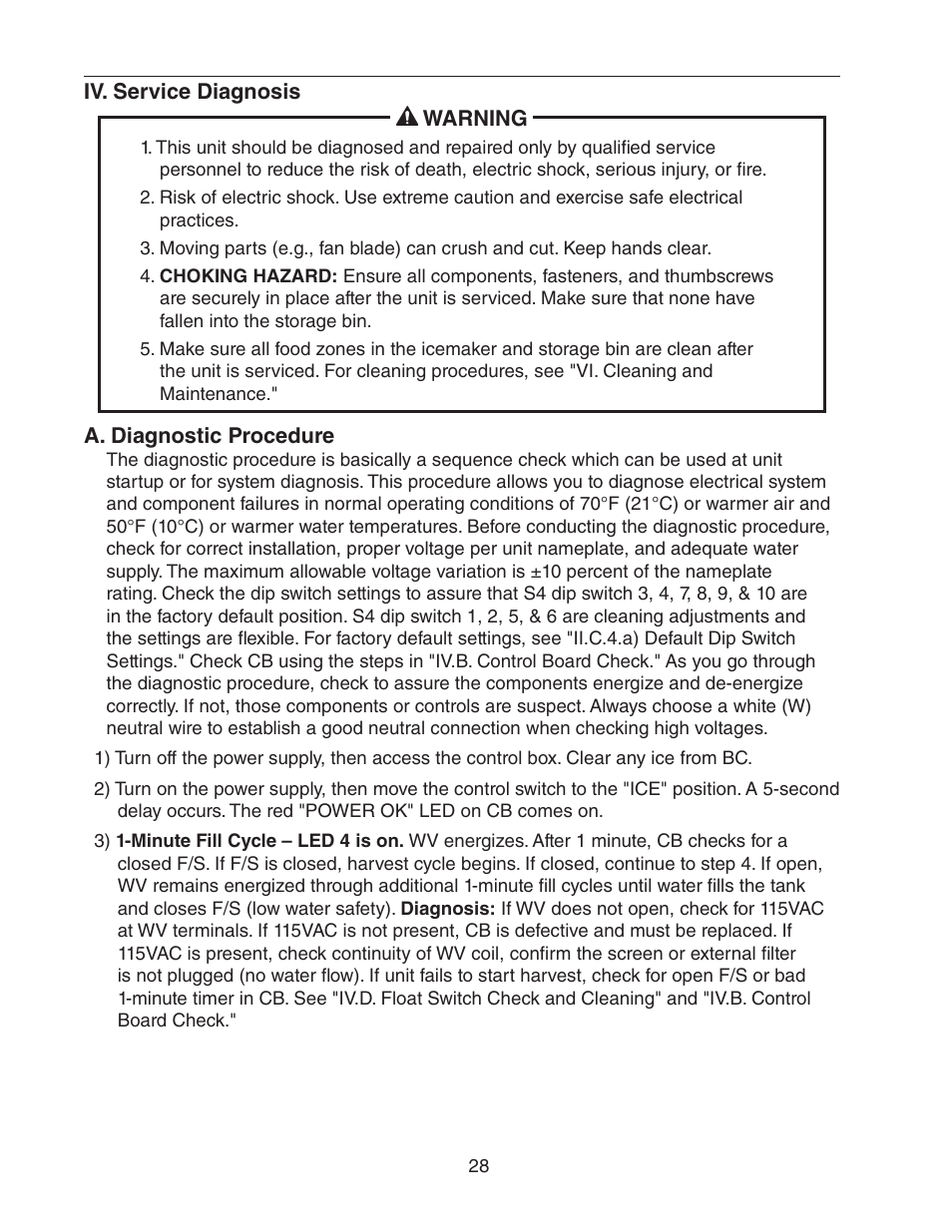 Iv. service diagnosis, A. diagnostic procedure | Hoshizaki KM-2500SWH3 User Manual | Page 28 / 61