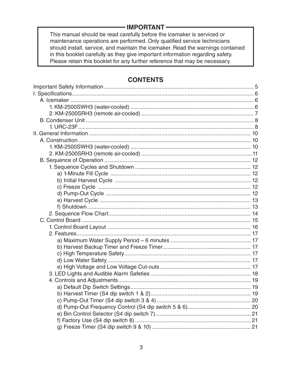 Hoshizaki KM-2500SWH3 User Manual | Page 3 / 61