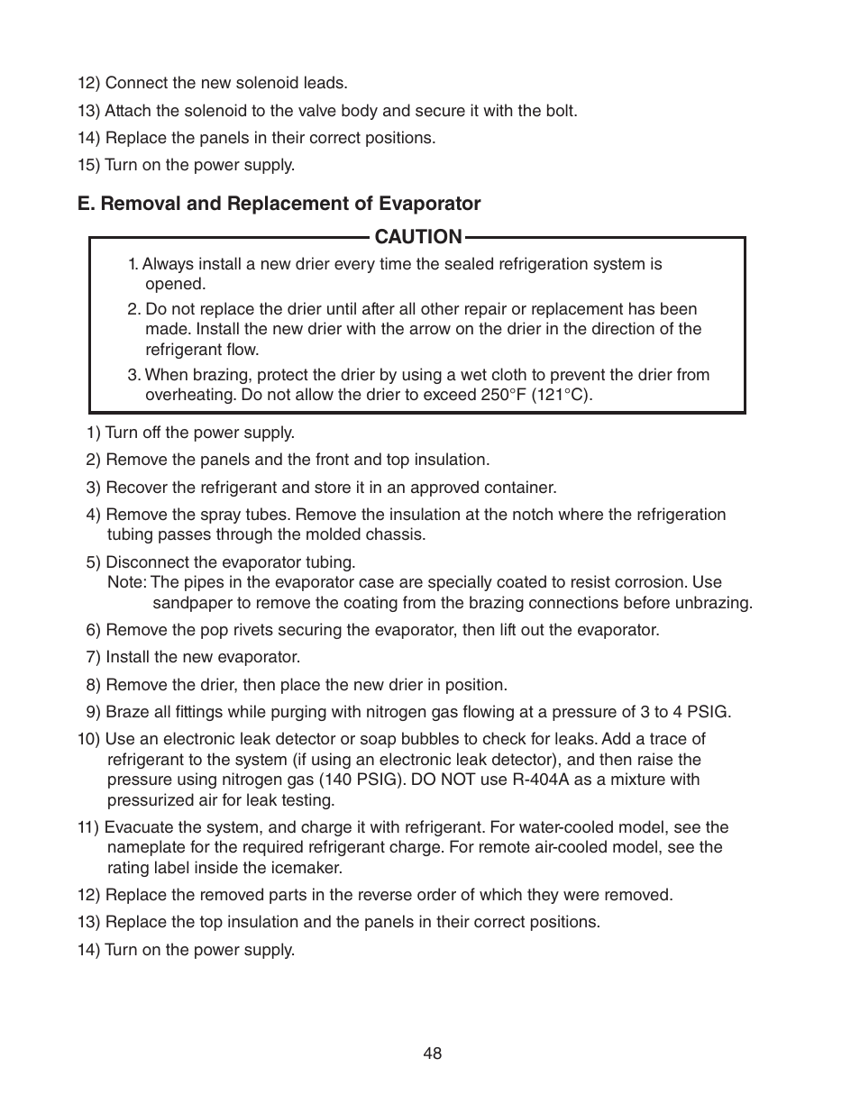 E. removal and replacement of evaporator | Hoshizaki KM-2500SWH3 User Manual | Page 48 / 61