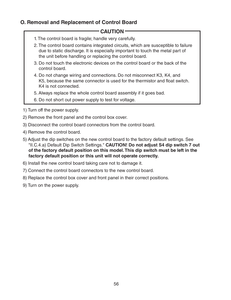 O. removal and replacement of control board | Hoshizaki KM-2500SWH3 User Manual | Page 56 / 61