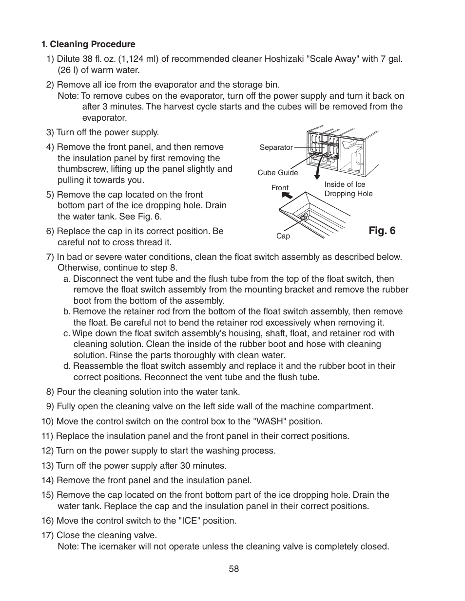 Cleaning procedure | Hoshizaki KM-2500SWH3 User Manual | Page 58 / 61