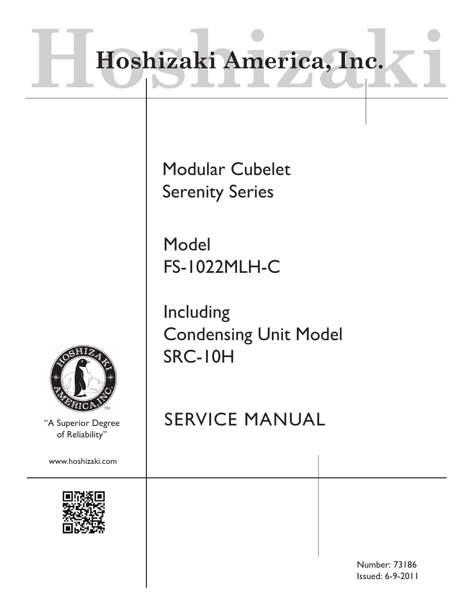 Hoshizaki MODULAR CUBELET SERENITY SERIES FS-1022MLH-C User Manual | 57 pages