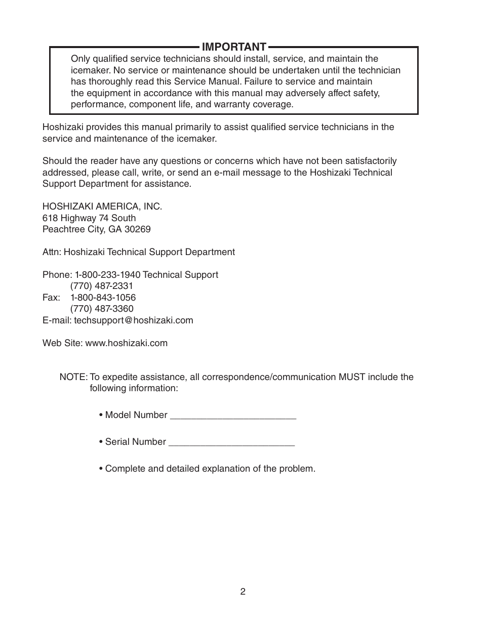 Hoshizaki MODULAR CUBELET SERENITY SERIES FS-1022MLH-C User Manual | Page 2 / 57