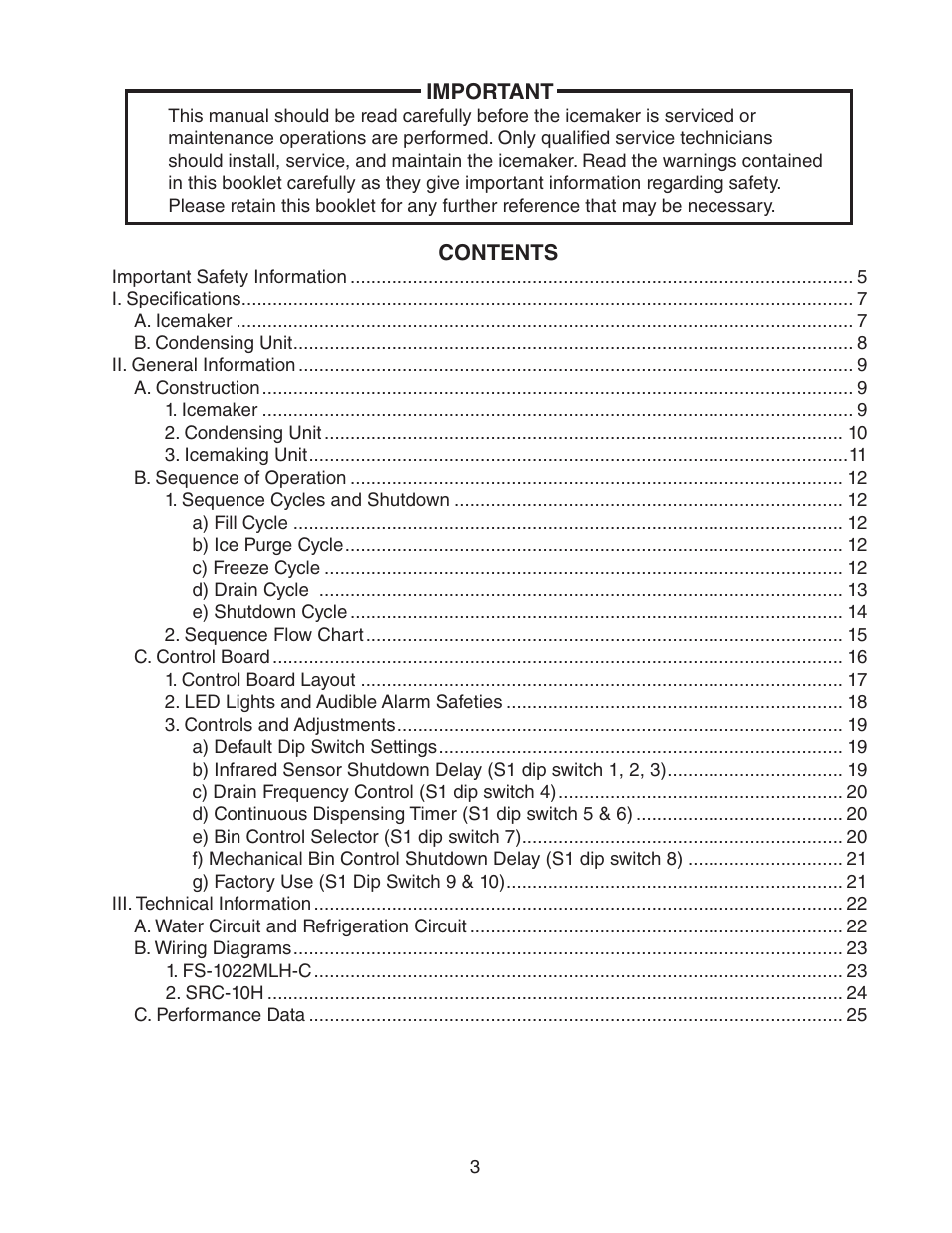Hoshizaki MODULAR CUBELET SERENITY SERIES FS-1022MLH-C User Manual | Page 3 / 57