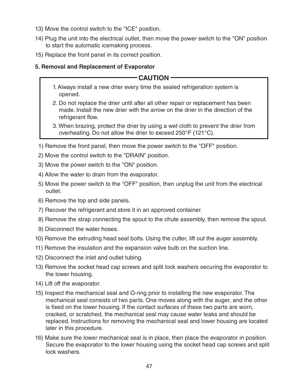 Removal and replacement of evaporator | Hoshizaki MODULAR CUBELET SERENITY SERIES FS-1022MLH-C User Manual | Page 47 / 57