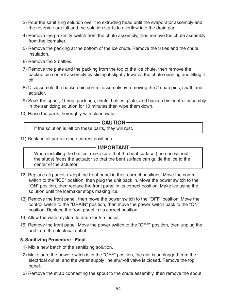 Sanitizing procedure - final | Hoshizaki MODULAR CUBELET SERENITY SERIES FS-1022MLH-C User Manual | Page 54 / 57