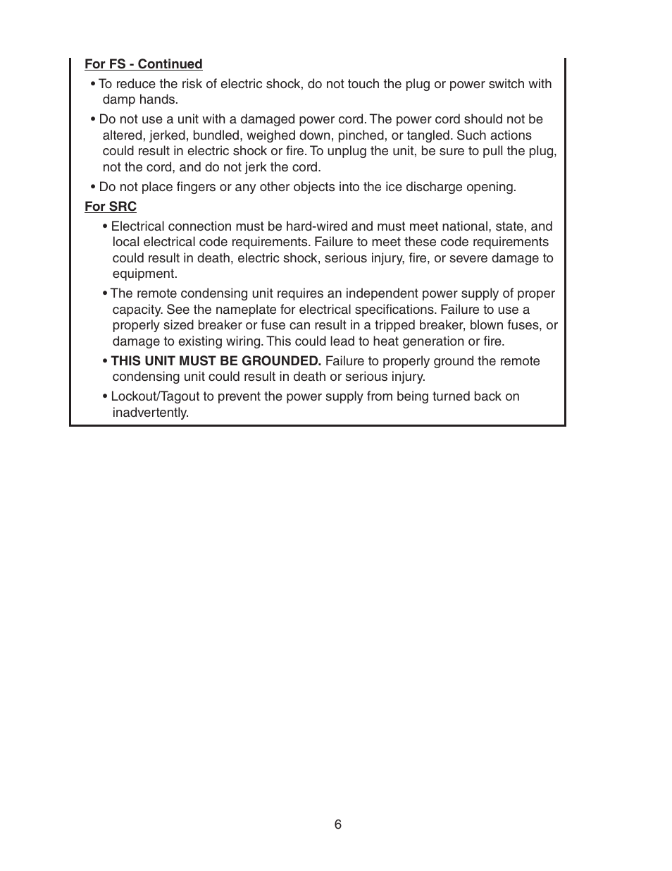 Hoshizaki MODULAR CUBELET SERENITY SERIES FS-1022MLH-C User Manual | Page 6 / 57
