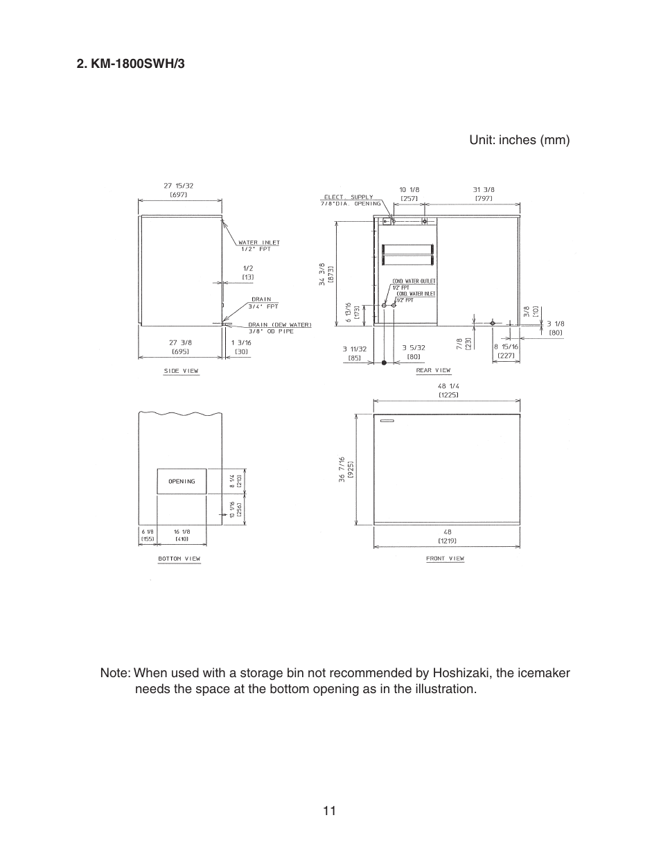 Km-1800swh/3 | Hoshizaki STACKABLE CRESCENT CUBER KM-1800SAH/3 User Manual | Page 11 / 32