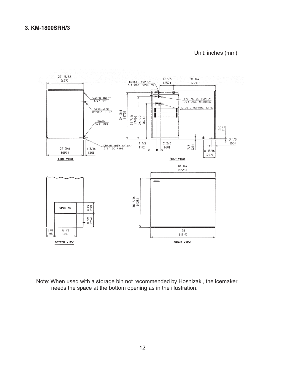 Km-1800srh/3 | Hoshizaki STACKABLE CRESCENT CUBER KM-1800SAH/3 User Manual | Page 12 / 32