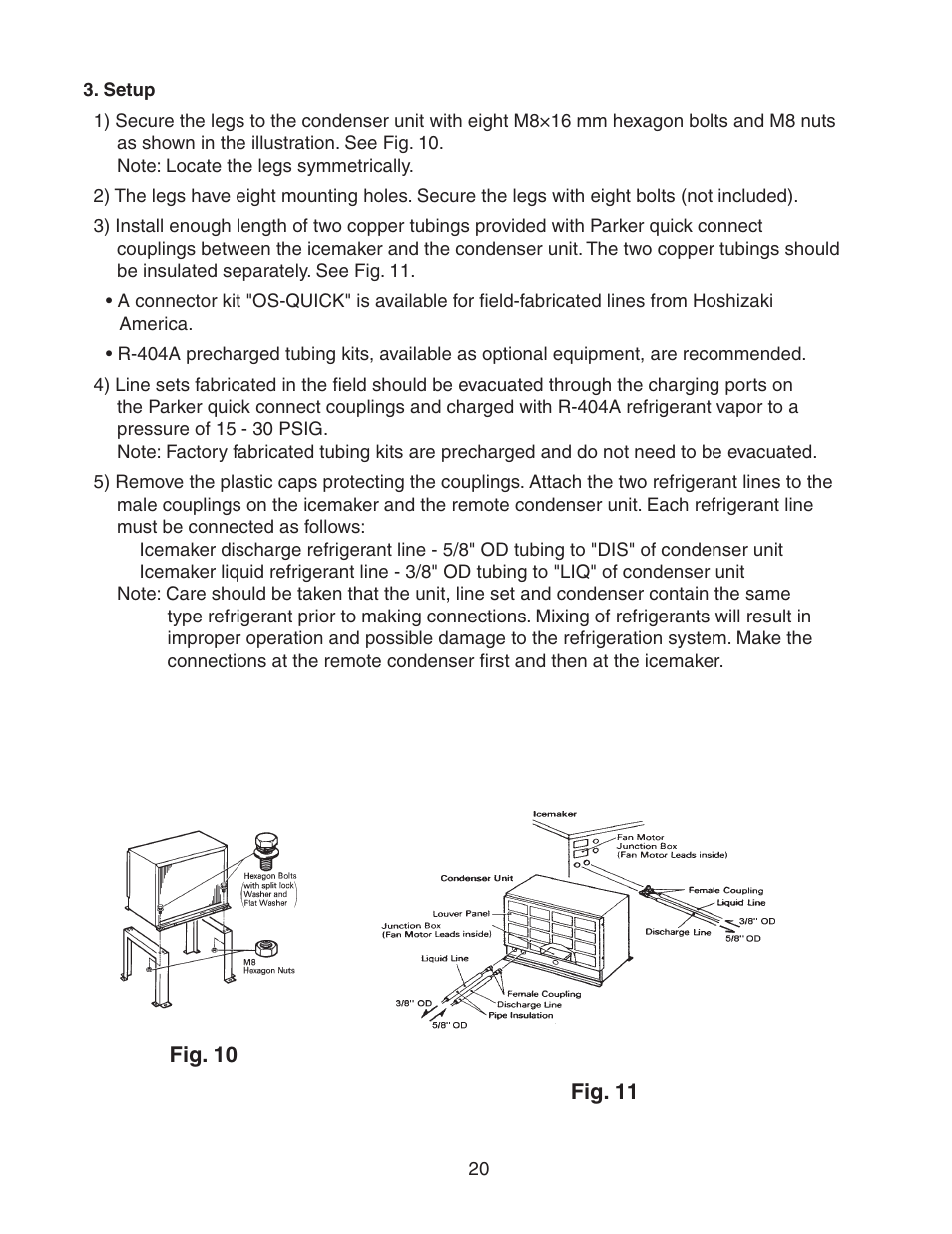 Setup | Hoshizaki STACKABLE CRESCENT CUBER KM-1800SAH/3 User Manual | Page 20 / 32