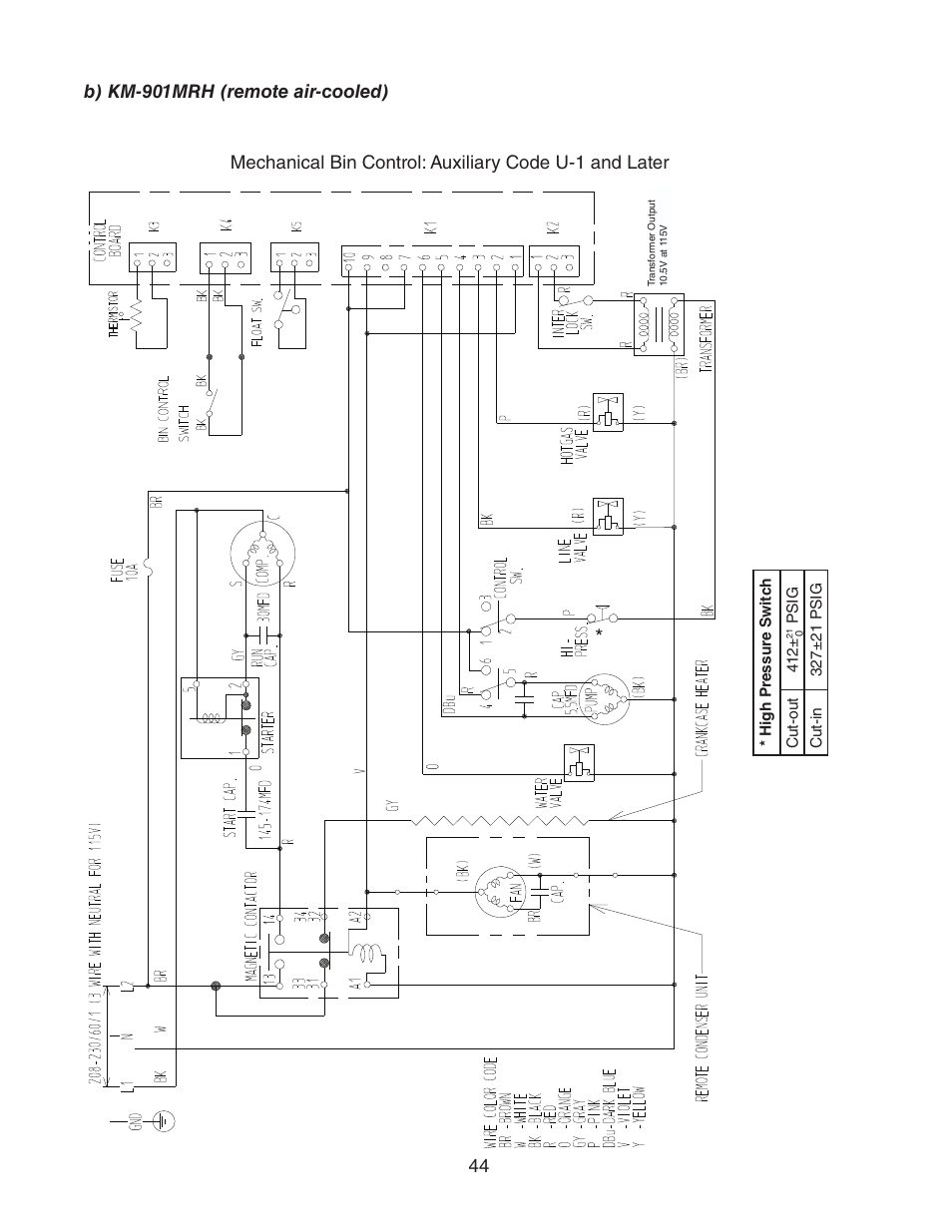 B) km-901mrh (remote air-cooled) | Hoshizaki KM-901MWH User Manual | Page 44 / 87