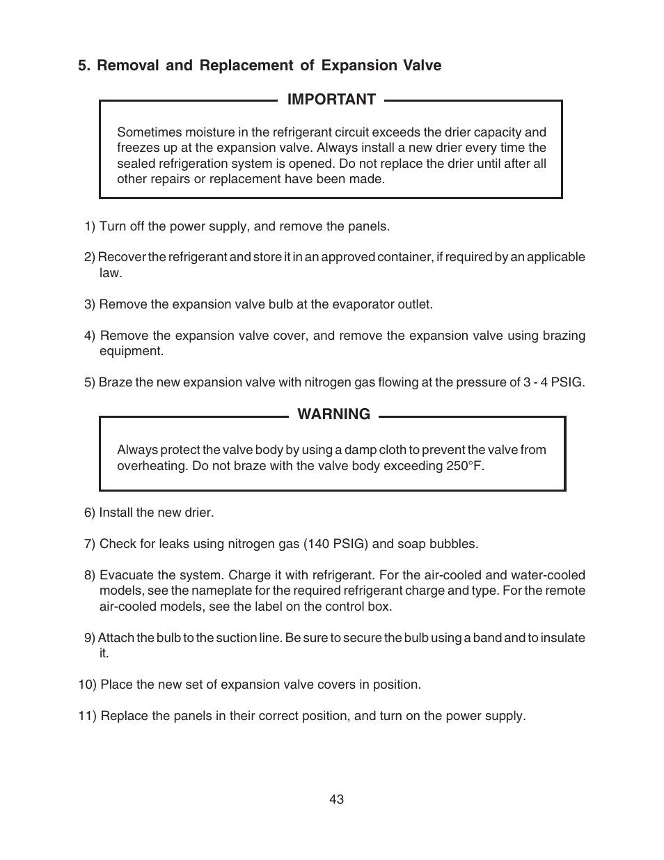 Removal and replacement of expansion valve | Hoshizaki MODULAR FLAKER F-801MAH/-C User Manual | Page 43 / 58