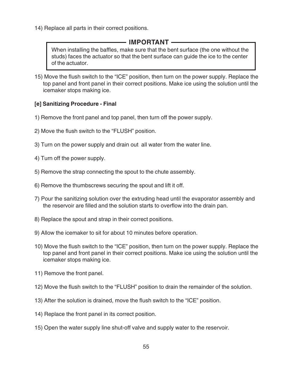 E] sanitizing procedure - final | Hoshizaki MODULAR FLAKER F-801MAH/-C User Manual | Page 55 / 58