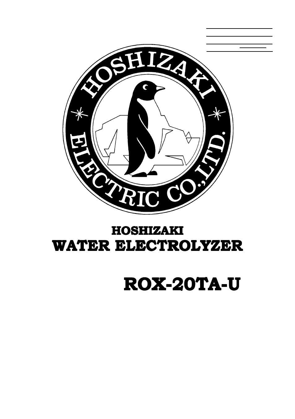 Hoshizaki ROX-20TA-U User Manual | 36 pages