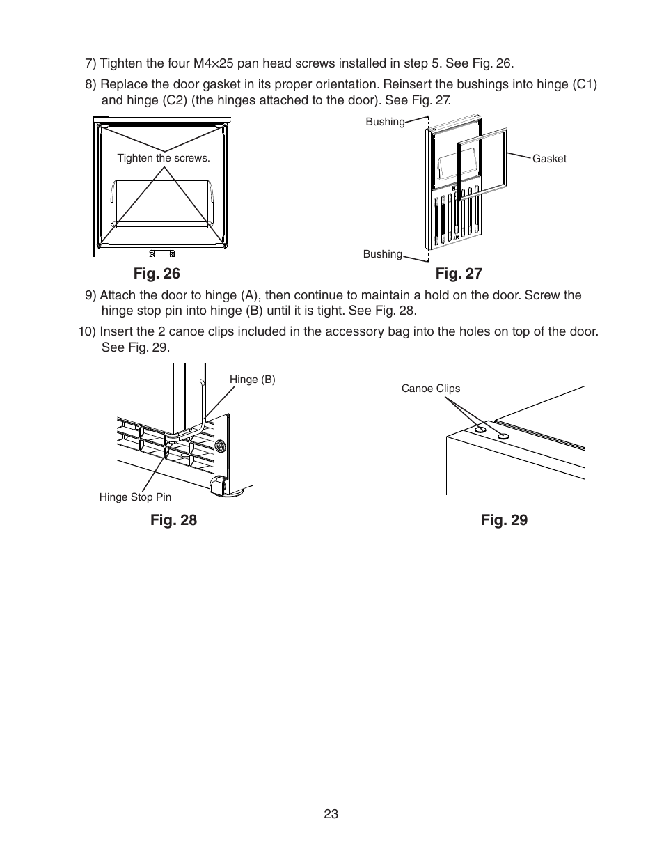 Fig. 26, Fig. 27, Fig. 28 fig. 29 | Hoshizaki C-100BAF User Manual | Page 23 / 40