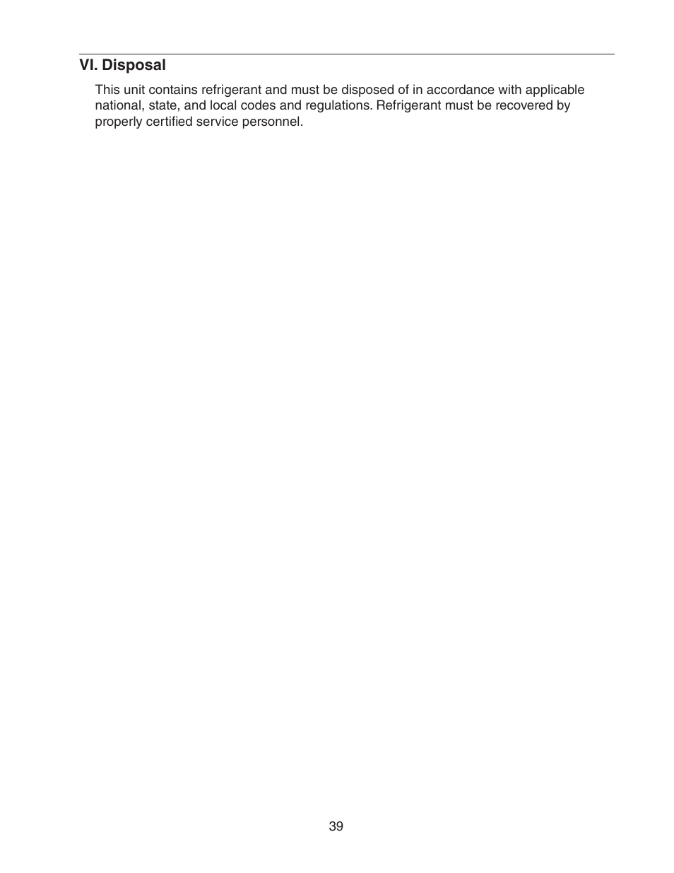 Vi. disposal | Hoshizaki C-100BAF User Manual | Page 39 / 40