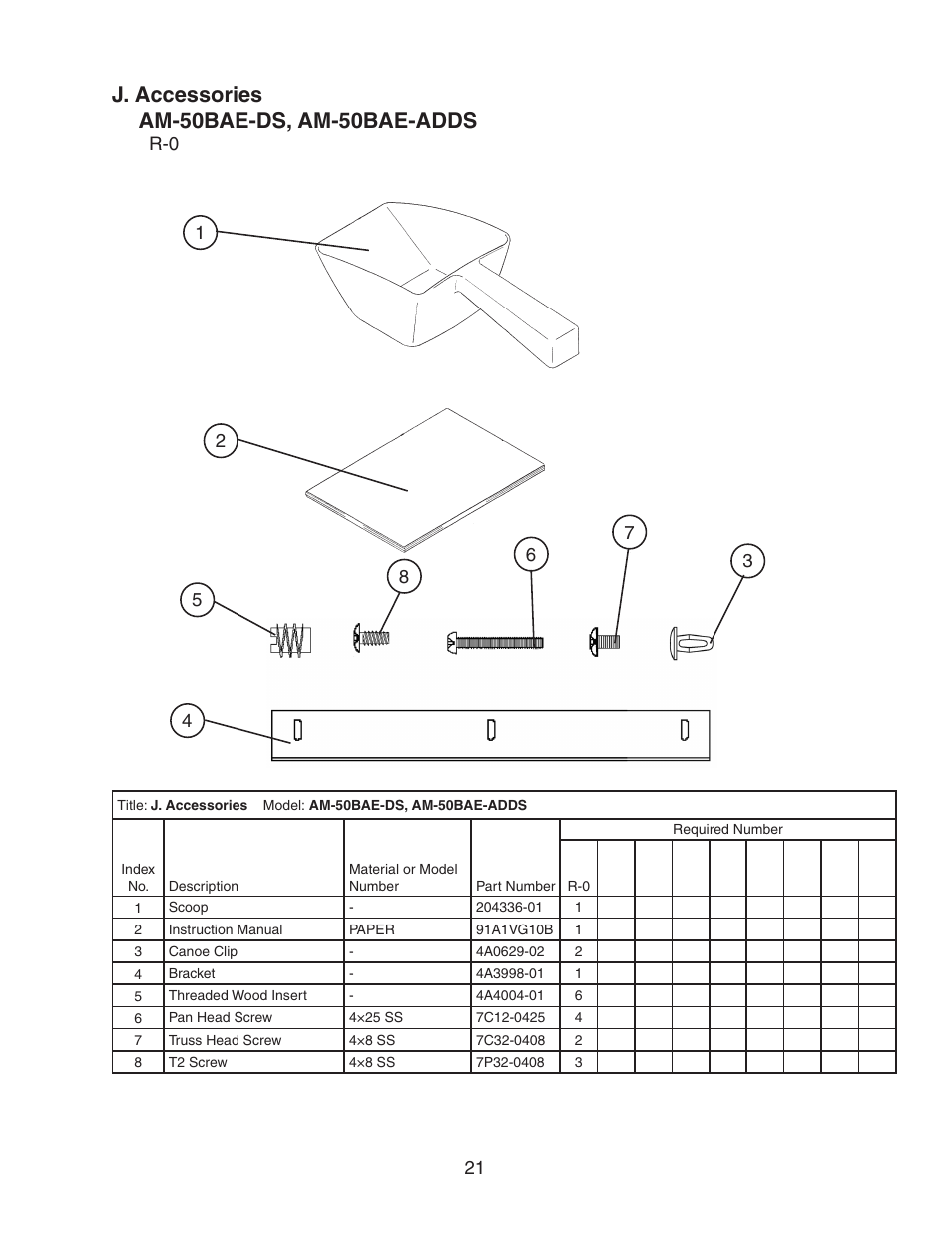 J. accessories am-50bae-ds, am-50bae-adds | Hoshizaki AM-50BAE-DS User Manual | Page 21 / 21