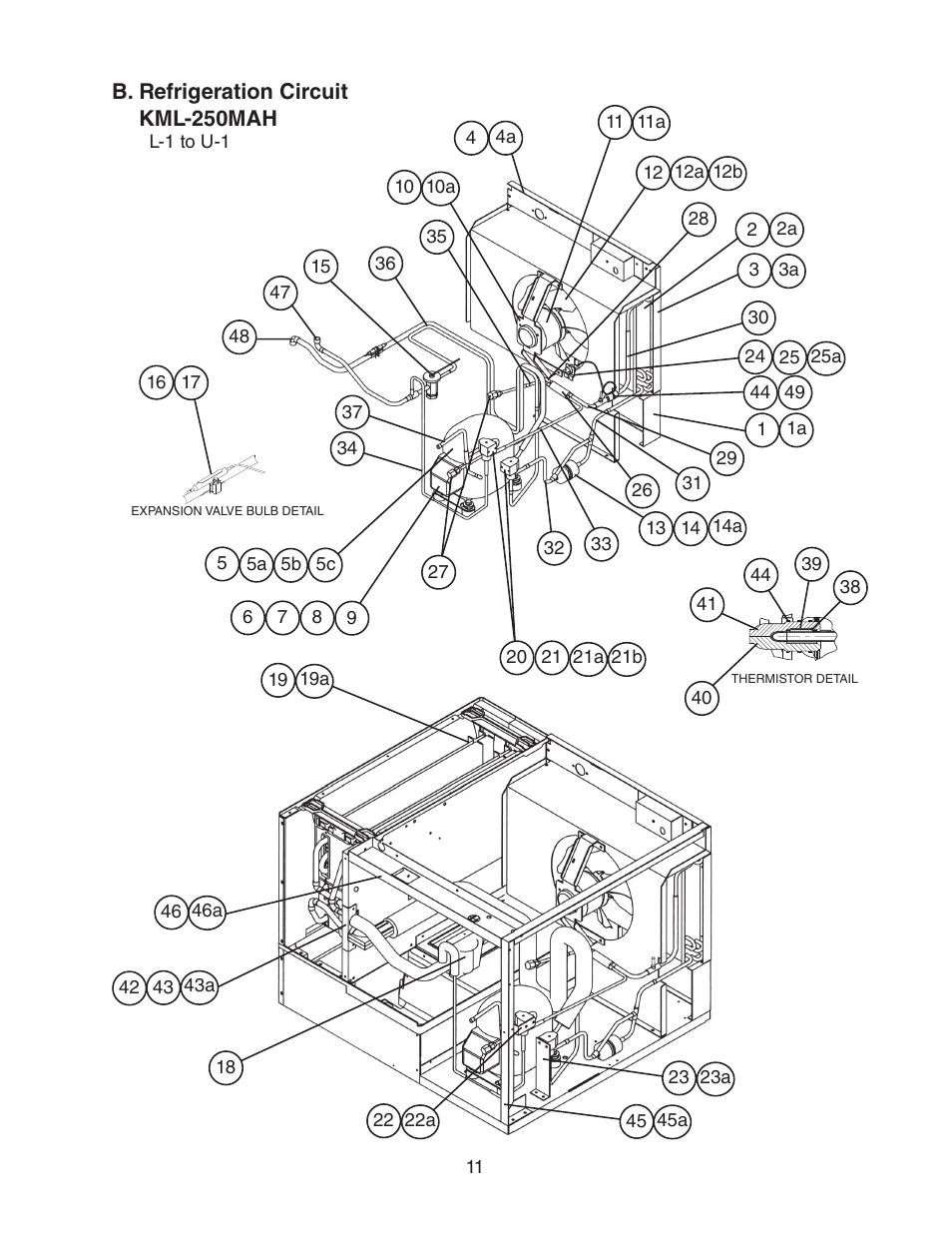 B. refrigeration circuit, Kml-250mah | Hoshizaki KML-250MAH User Manual | Page 11 / 28