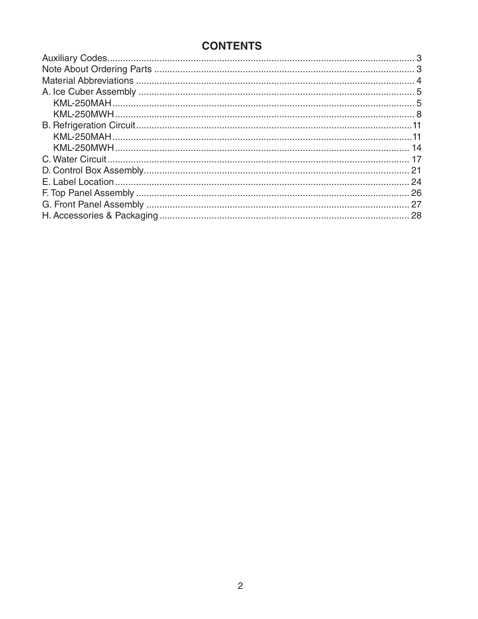 Hoshizaki KML-250MAH User Manual | Page 2 / 28