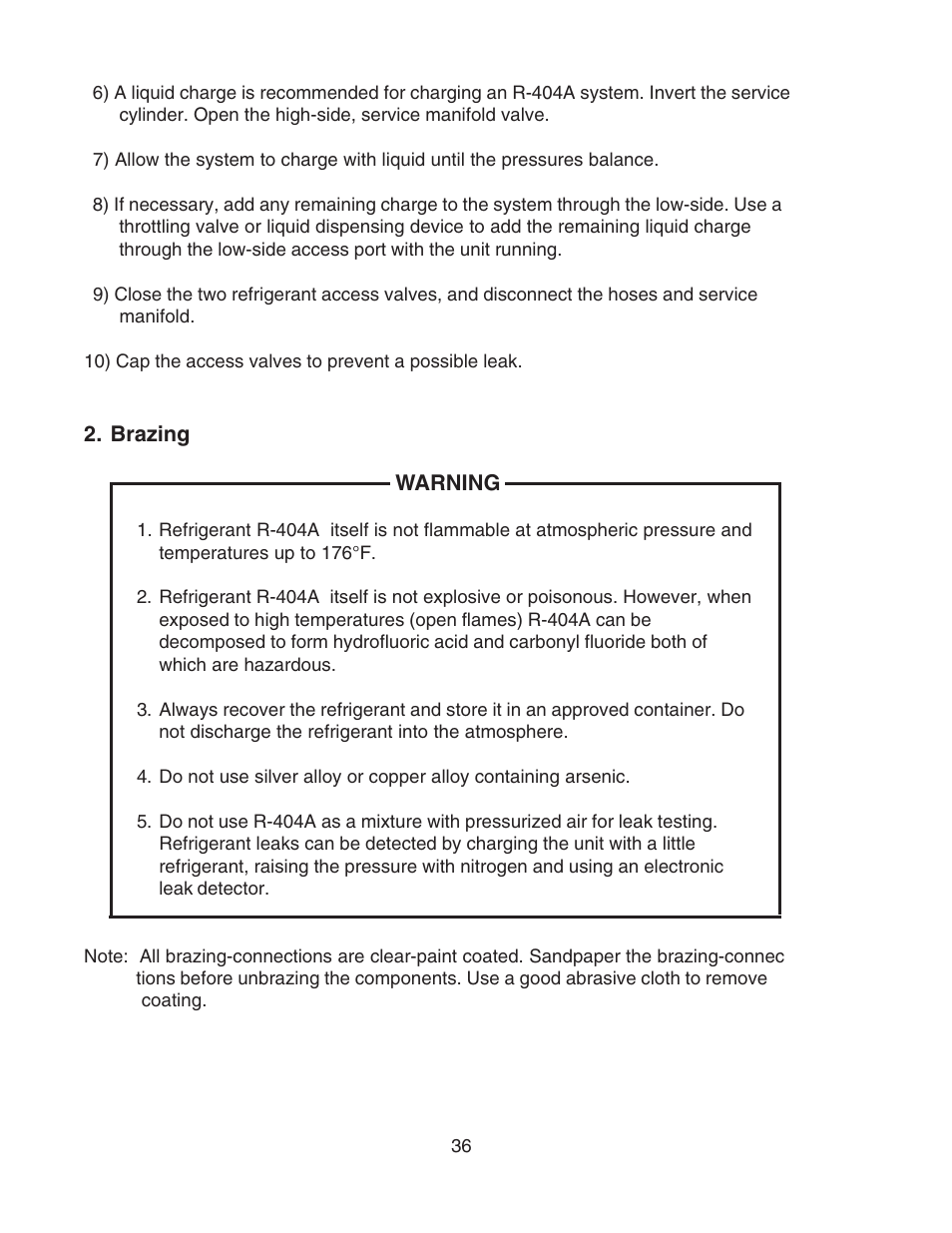 Brazing | Hoshizaki F-450MAH User Manual | Page 36 / 51