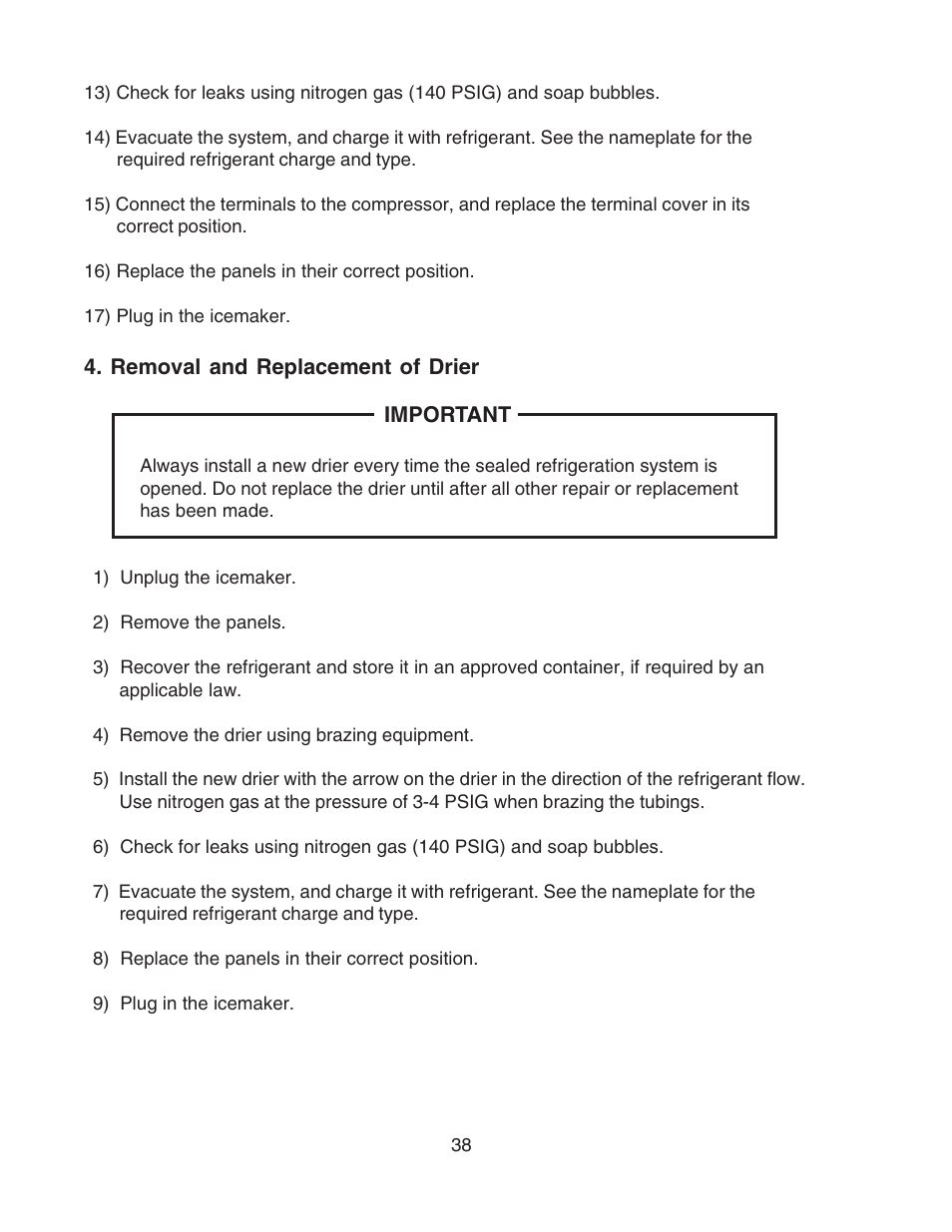 Removal and replacement of drier | Hoshizaki F-450MAH User Manual | Page 38 / 51