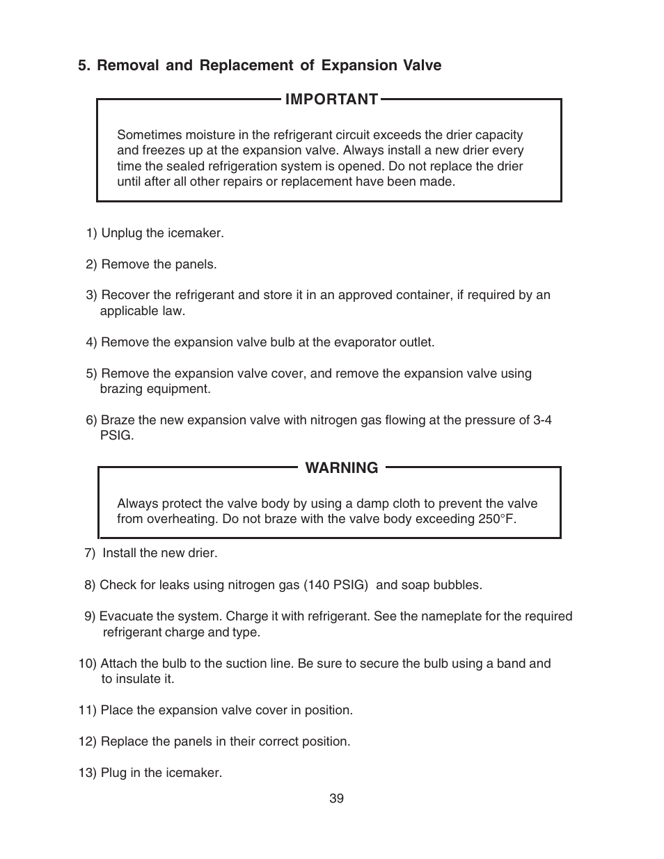 Removal and replacement of expansion valve | Hoshizaki F-450MAH User Manual | Page 39 / 51