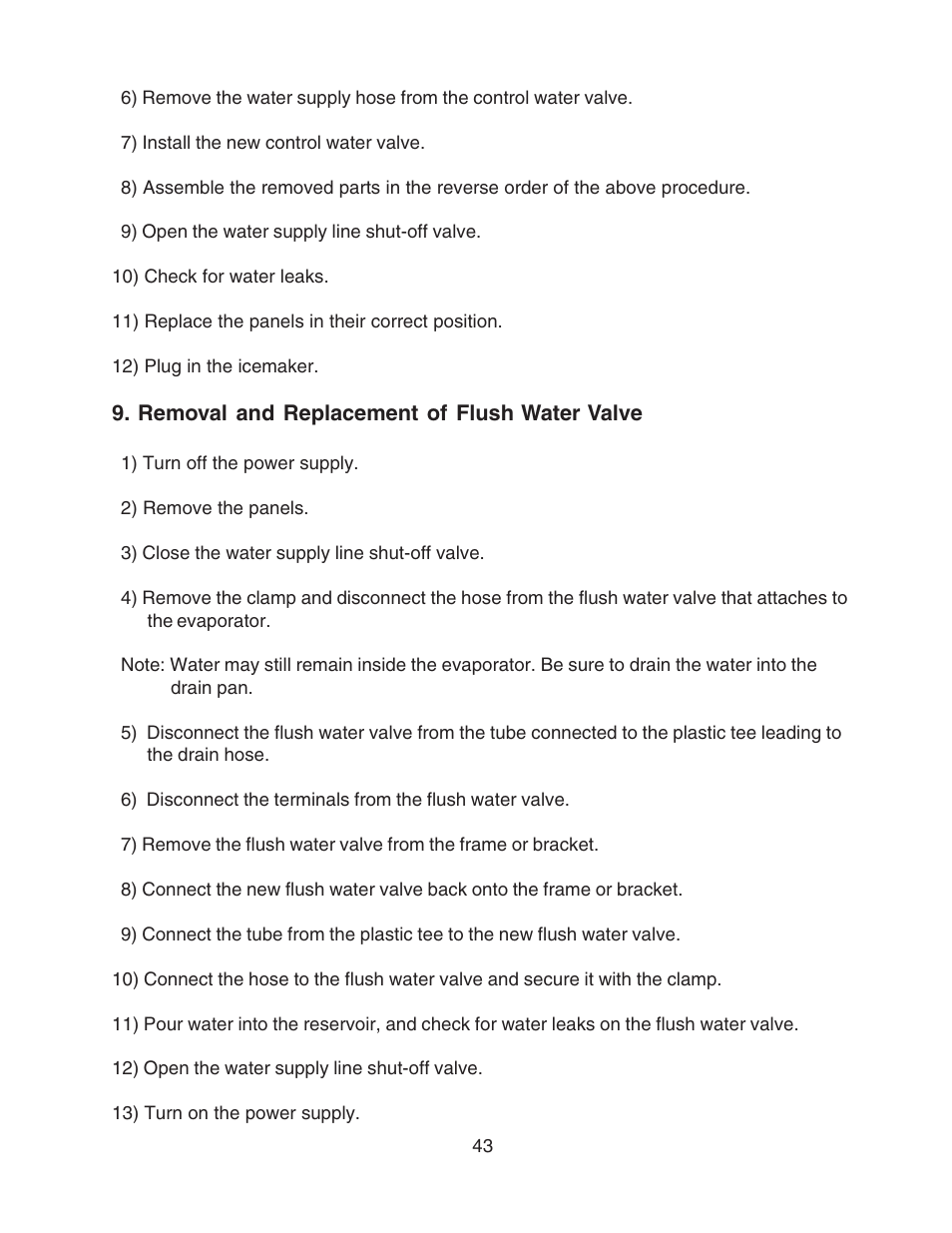 Removal and replacement of flush water valve | Hoshizaki F-450MAH User Manual | Page 43 / 51