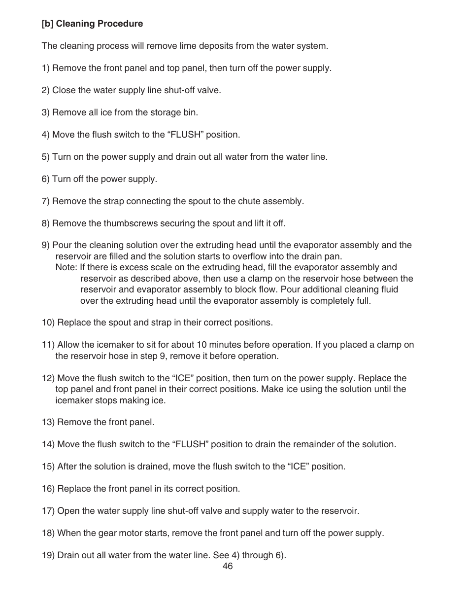 B] cleaning procedure | Hoshizaki F-450MAH User Manual | Page 46 / 51