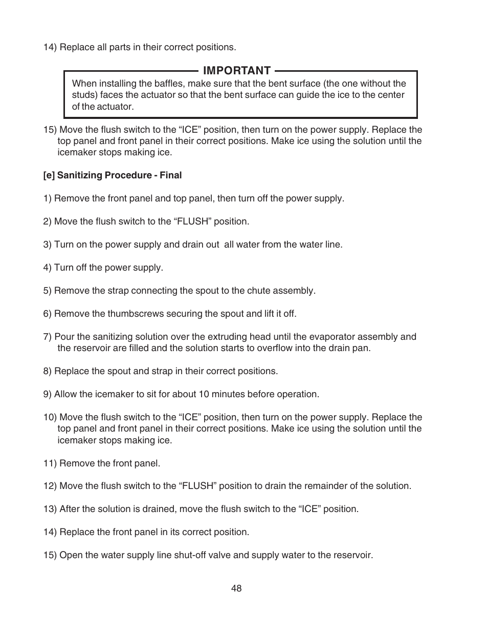 E] sanitizing procedure - final | Hoshizaki F-450MAH User Manual | Page 48 / 51