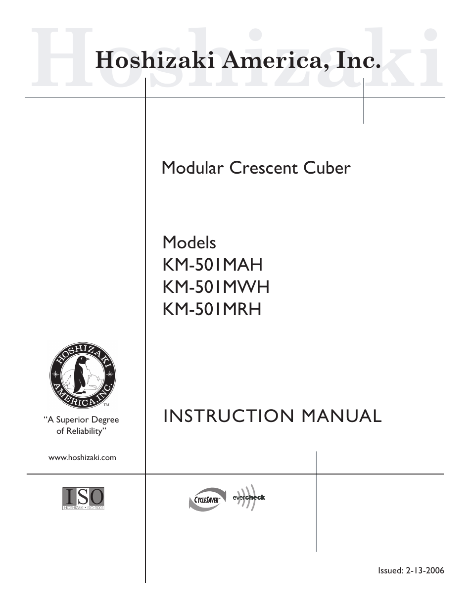 Hoshizaki KM-501MRH User Manual | 27 pages