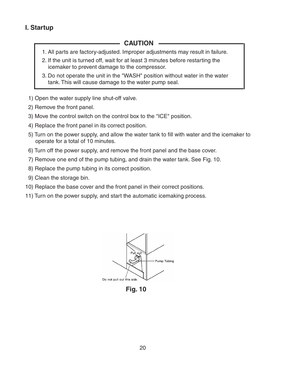 I. startup | Hoshizaki KM-501MRH User Manual | Page 20 / 27