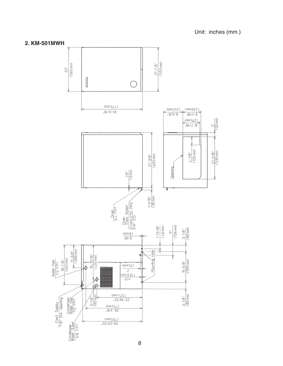 Km-501mwh | Hoshizaki KM-501MRH User Manual | Page 8 / 27
