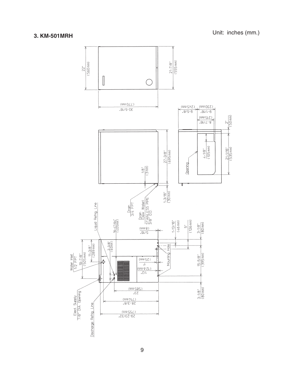Km-501mrh | Hoshizaki KM-501MRH User Manual | Page 9 / 27