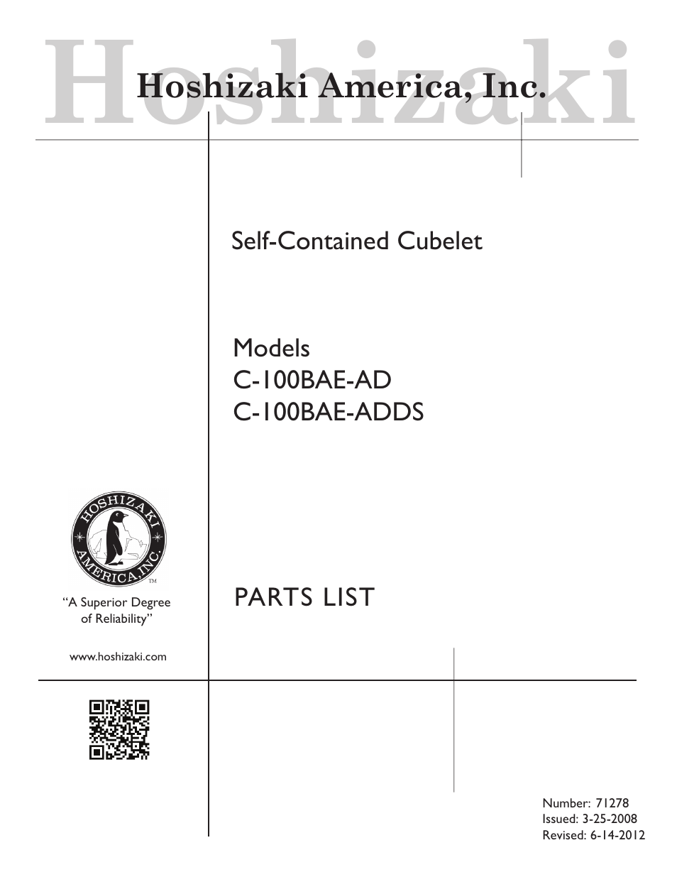 Hoshizaki C-100BAE-AD User Manual | 18 pages
