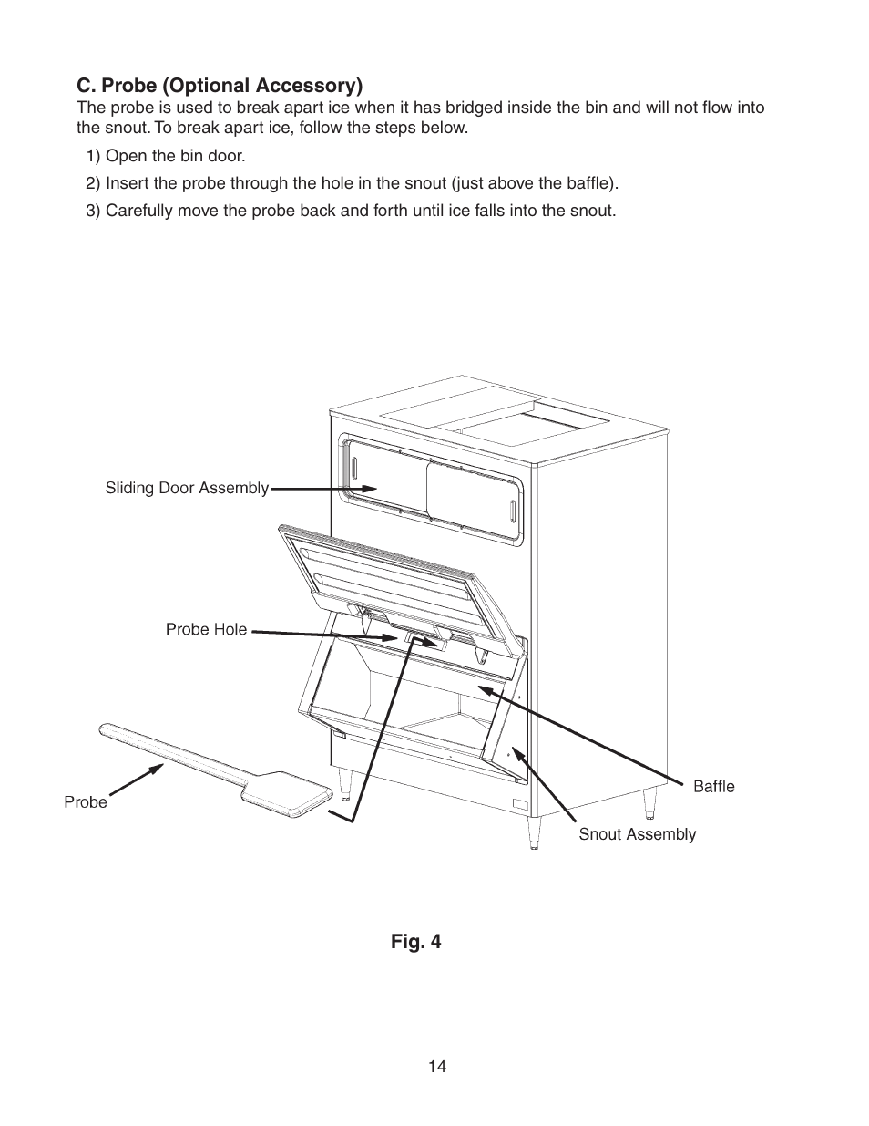 C. probe (optional accessory) | Hoshizaki B-1300SS User Manual | Page 14 / 17