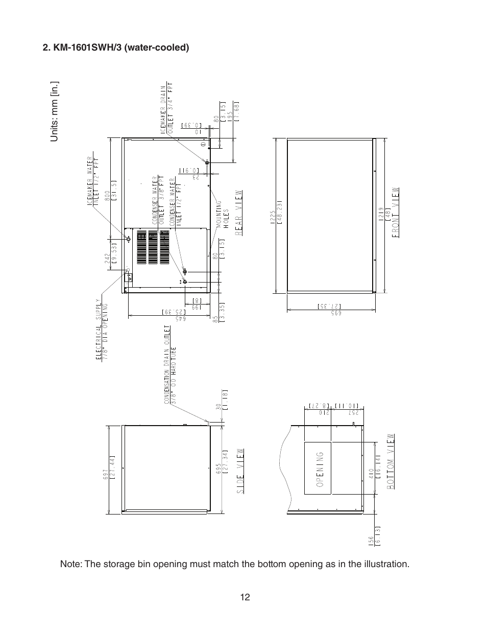 Km-1601swh/3 (water-cooled) | Hoshizaki KM-1601SWH/3 User Manual | Page 12 / 39