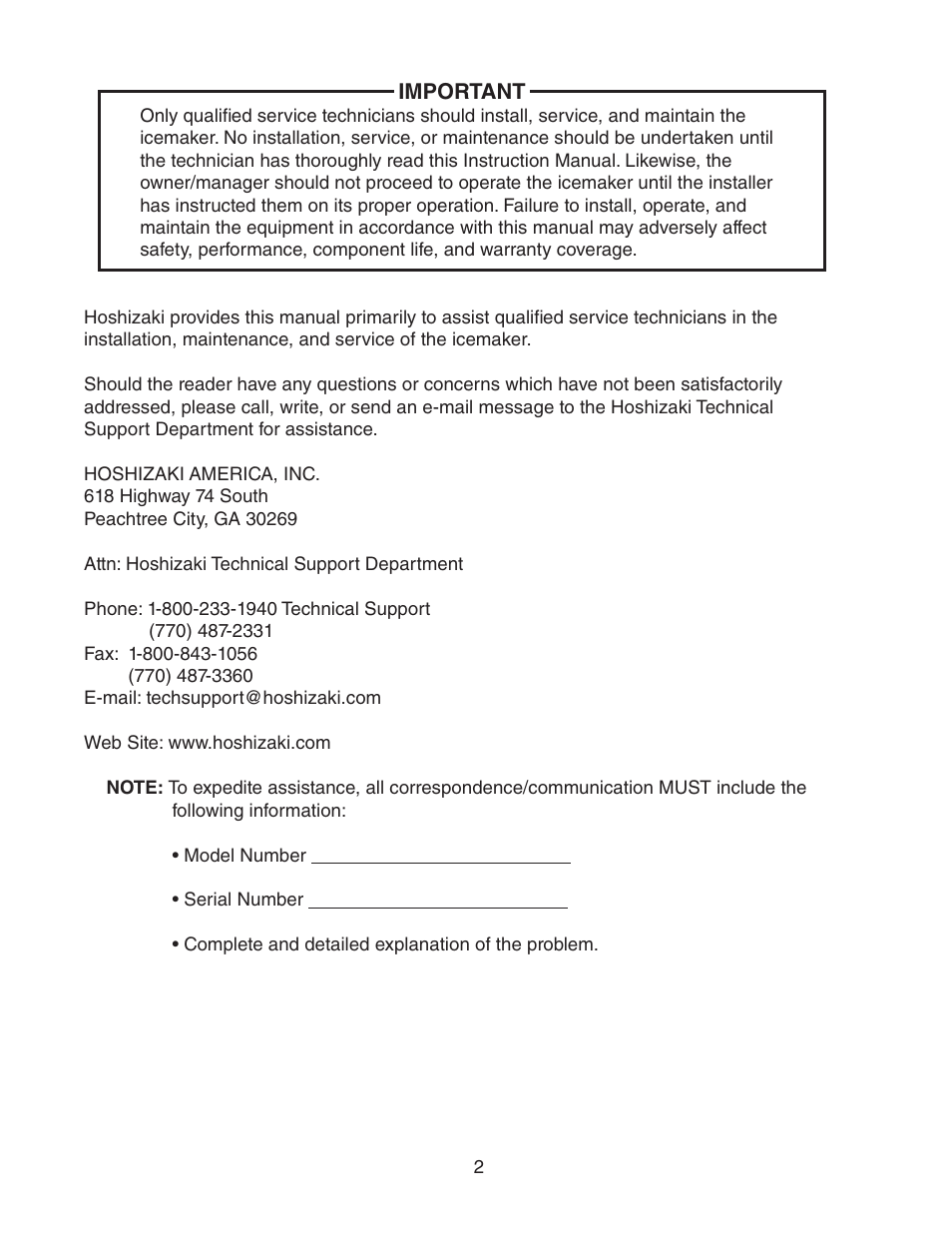 Hoshizaki KM-1601SWH/3 User Manual | Page 2 / 39