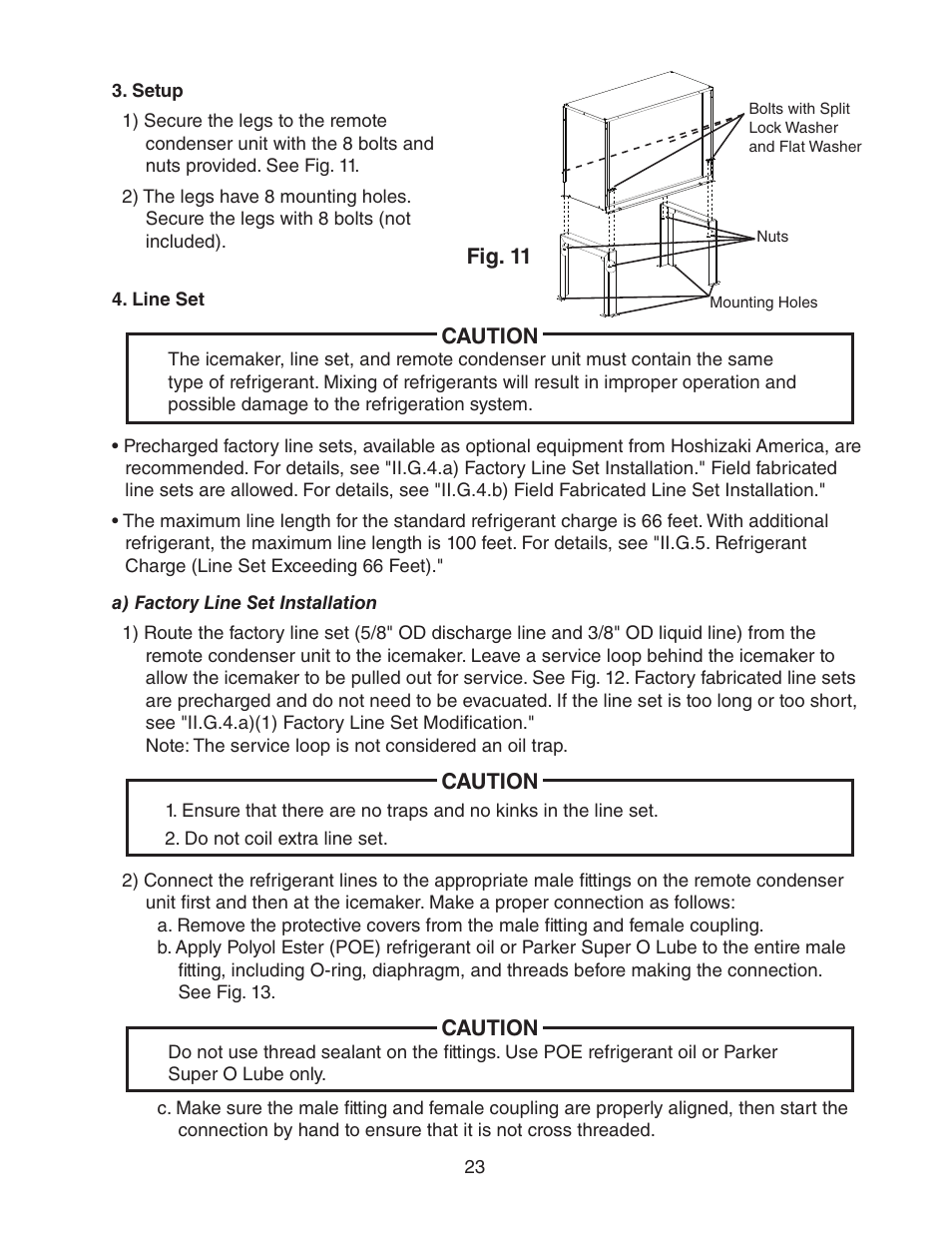 Setup, Line set, Setup 4. line set | Hoshizaki KM-1601SWH/3 User Manual | Page 23 / 39