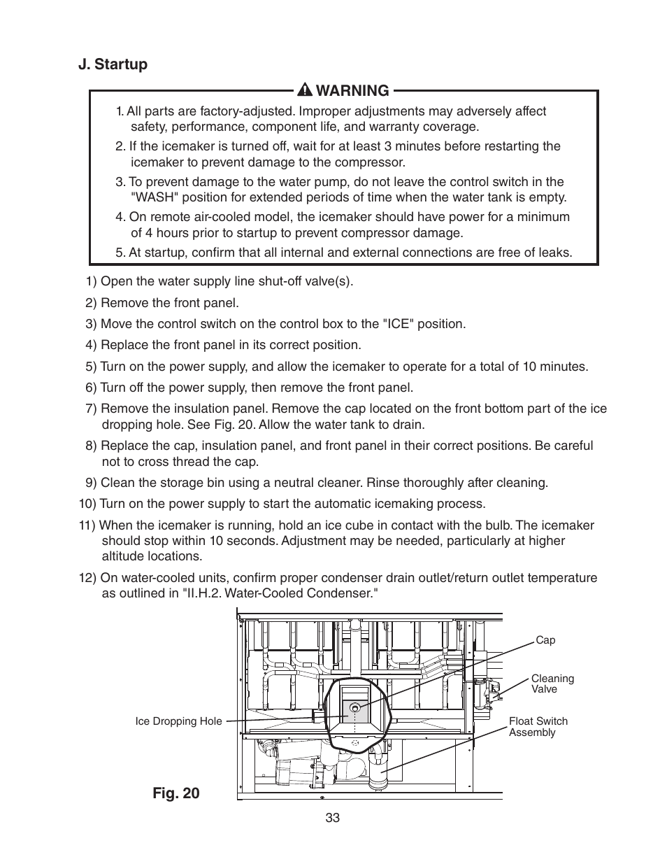 J. startup | Hoshizaki KM-1601SWH/3 User Manual | Page 33 / 39