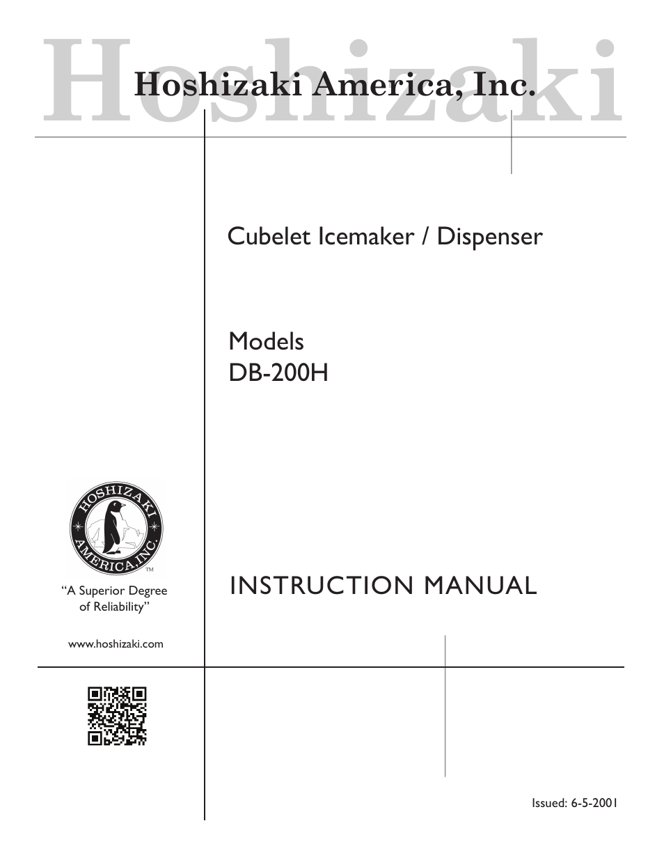 Hoshizaki DB-200H User Manual | 19 pages