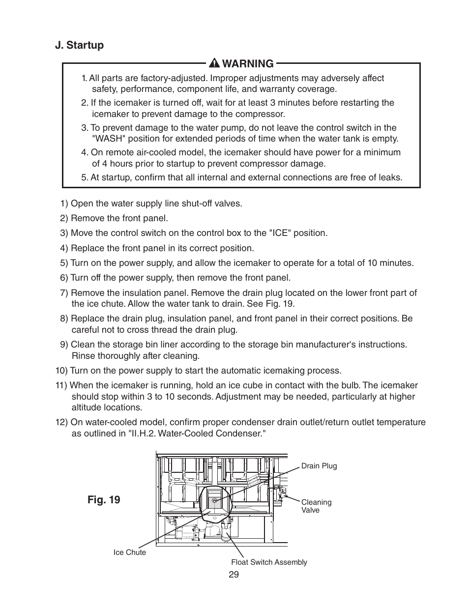 J. startup | Hoshizaki KMH-2000SWH/3 User Manual | Page 29 / 35