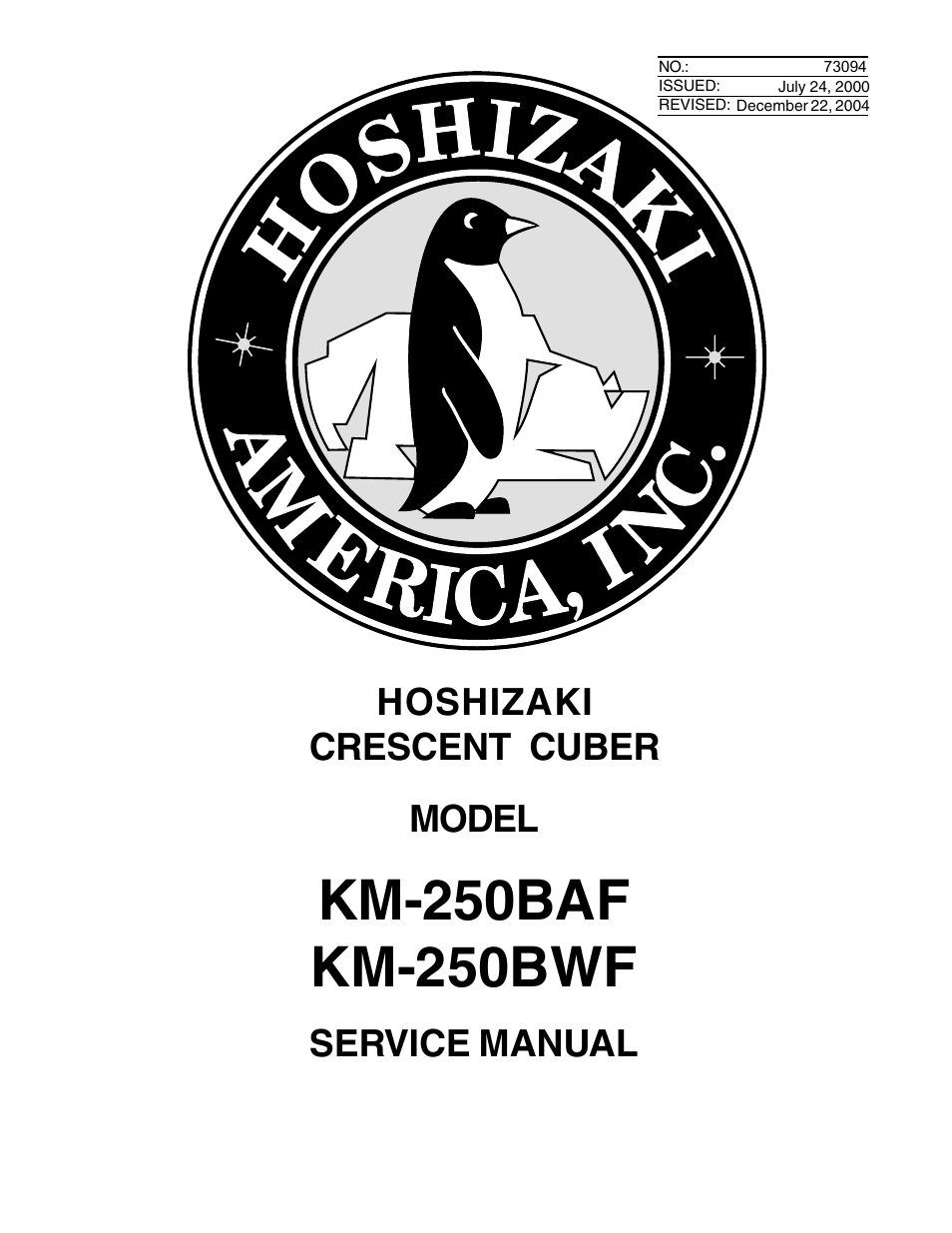 Hoshizaki KM-250BWF User Manual | 51 pages