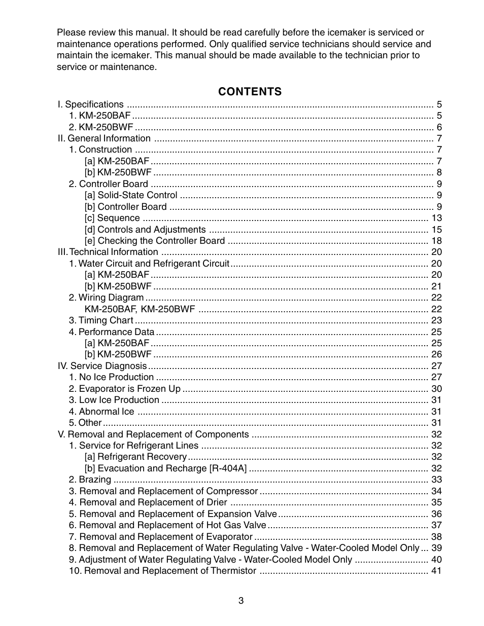 Hoshizaki KM-250BWF User Manual | Page 3 / 51