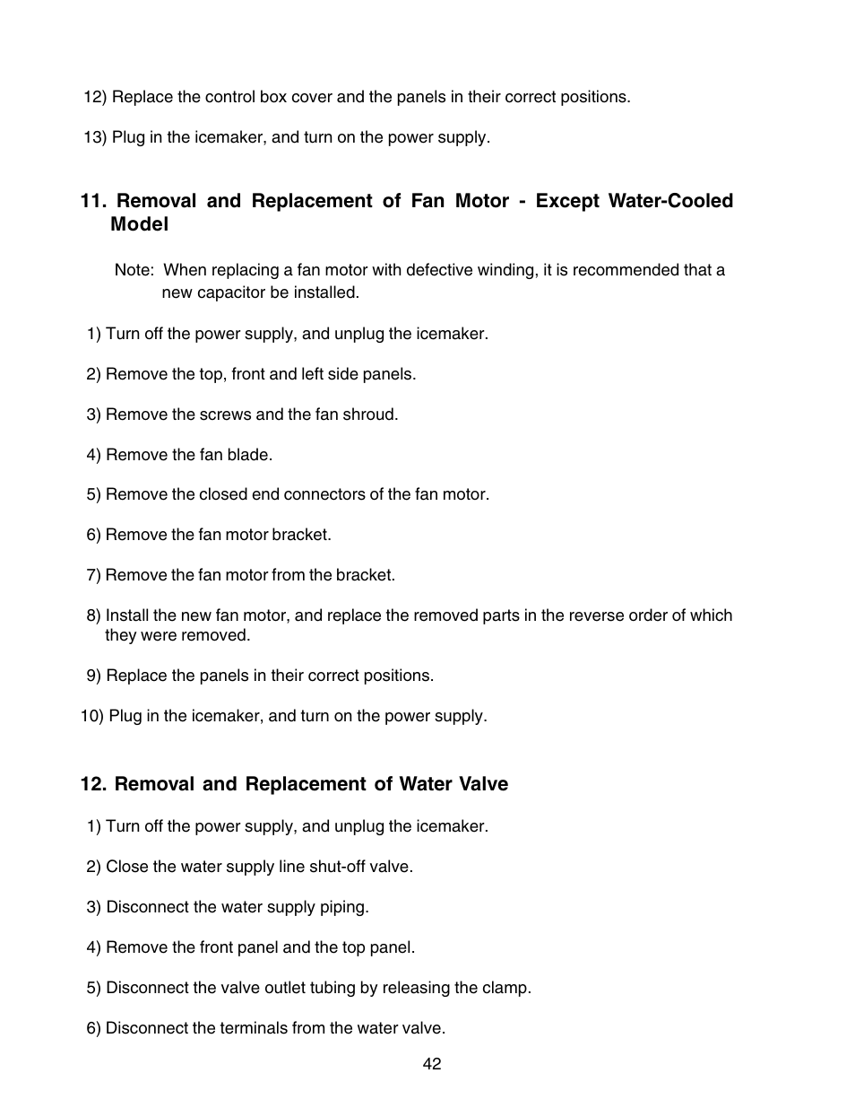 Removal and replacement of water valve | Hoshizaki KM-250BWF User Manual | Page 42 / 51