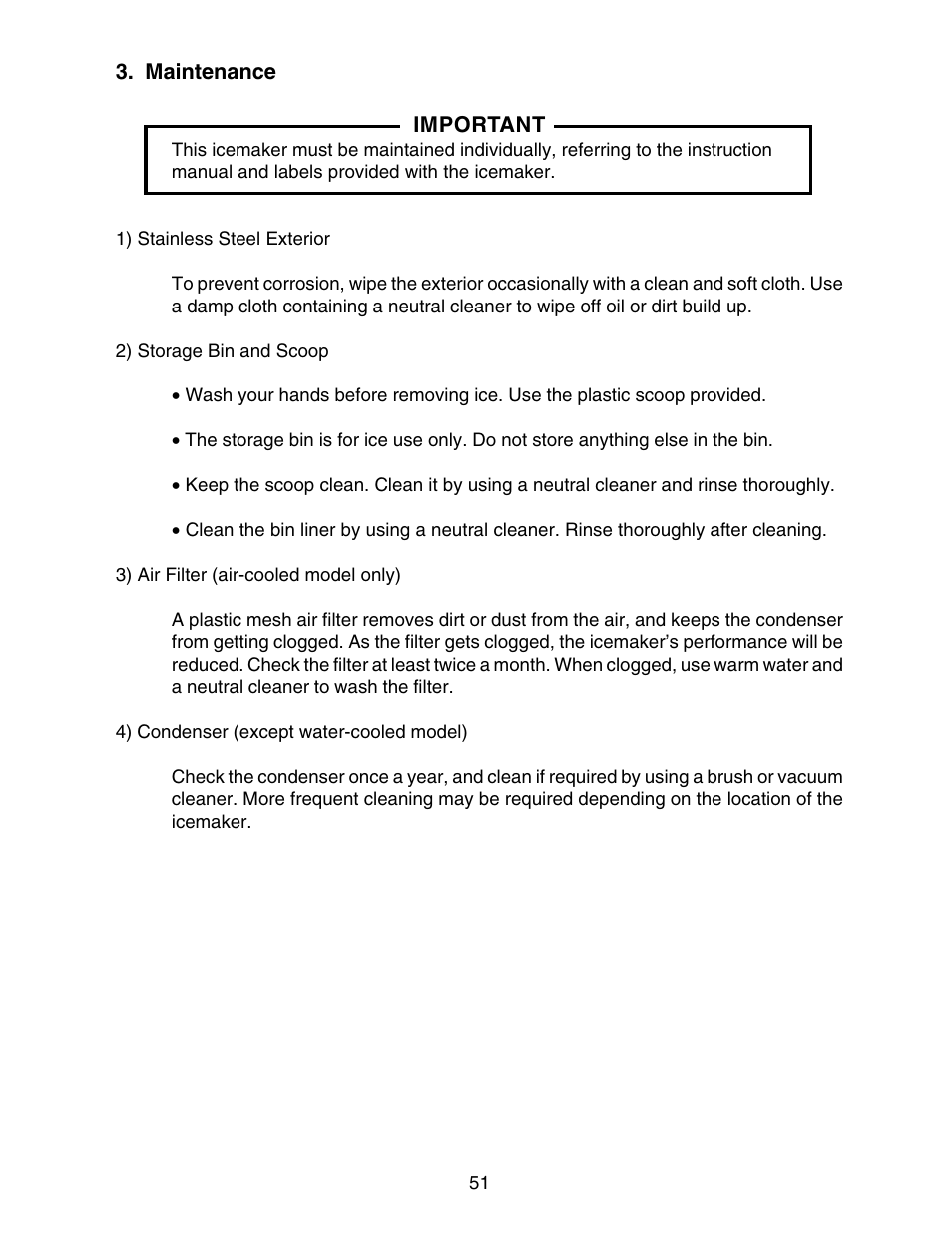 Maintenance | Hoshizaki KM-250BWF User Manual | Page 51 / 51